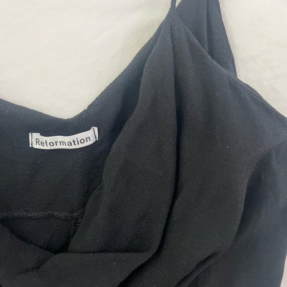 Reformation Black crowl neck top with tie Straps - Picture 3 of 4